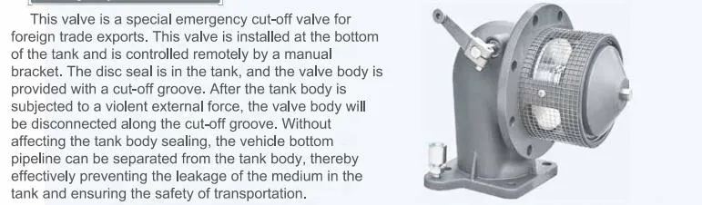 Emergency Shut off Valve/Bottom Loading Valve/Tank Bottom Valve